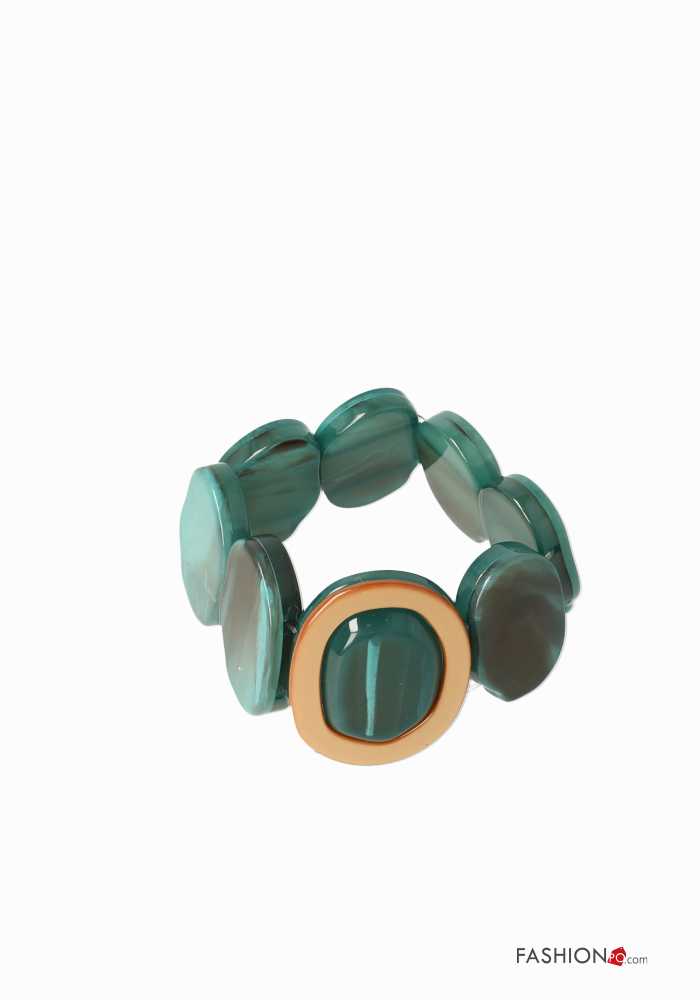 OEM Ελαστικό βραχιόλι με πετρόλ-γαλάζιες κοκάλινες χάντρες