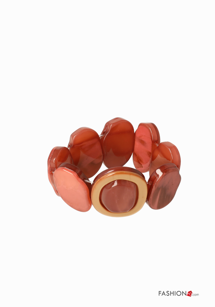 OEM Ελαστικό βραχιόλι με κοραλί-πορτοκαλί κοκάλινες χάντρες